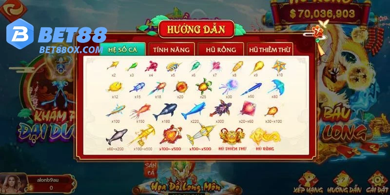 Hệ thống sinh vật Ocean Palace Loot BET88